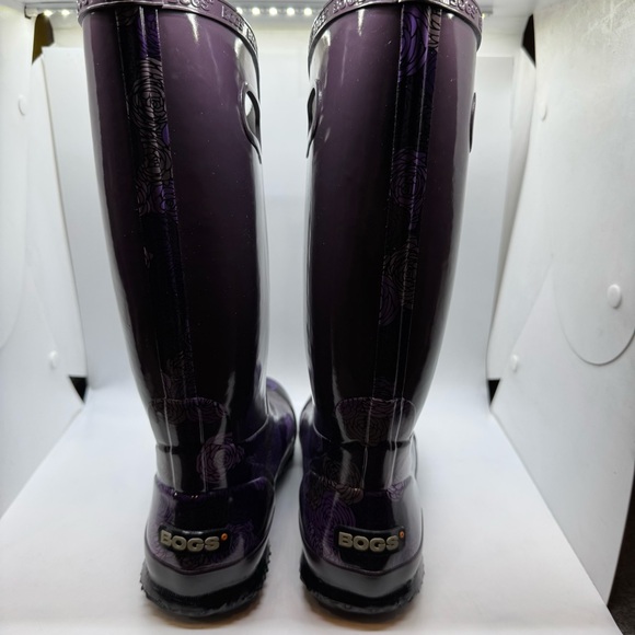Bogs Women's Rosey Tall Rain Boots in plum multi Size 7 - Picture 7 of 10